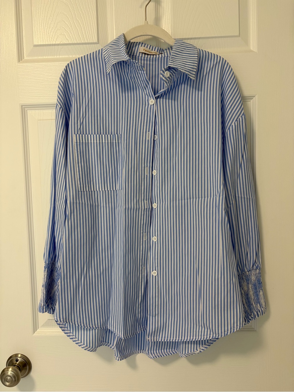Blue & White Striped Button-Up Shirt